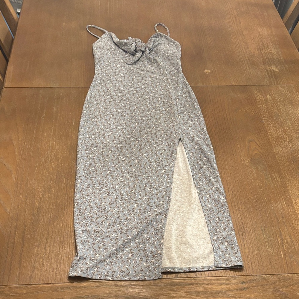 Misty rose blue Floral Spaghetti Strap Dress